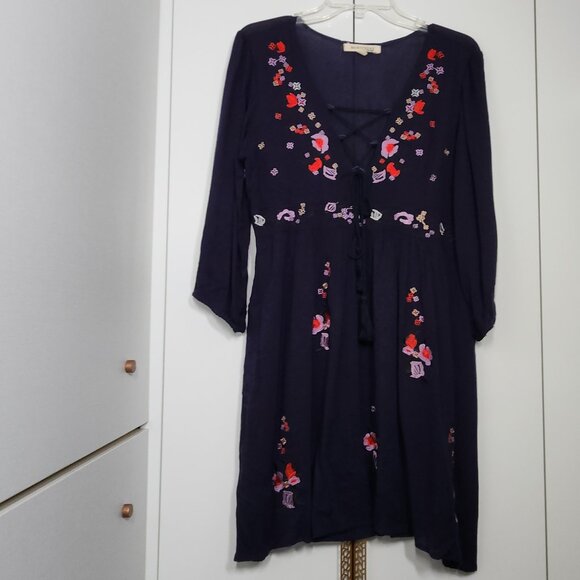 Morrisday The Label Embroidered Dress Size L Navy Blue - Picture 1 of 8